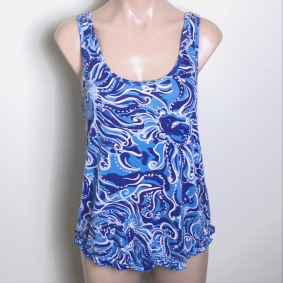 Lilly Pulitzer PJ Tank Coastal Blue Whispurr Size Small - Picture 2 of 7